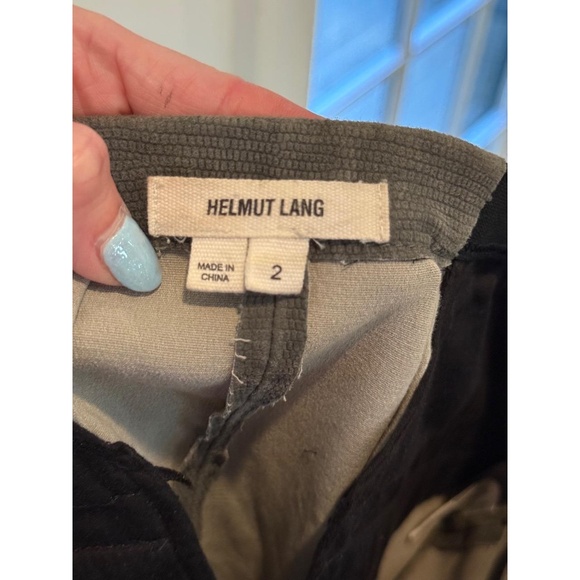 Helmut Lang Dark Olive Green Ribbed Textured Leather Leggings size 2 - Picture 6 of 10